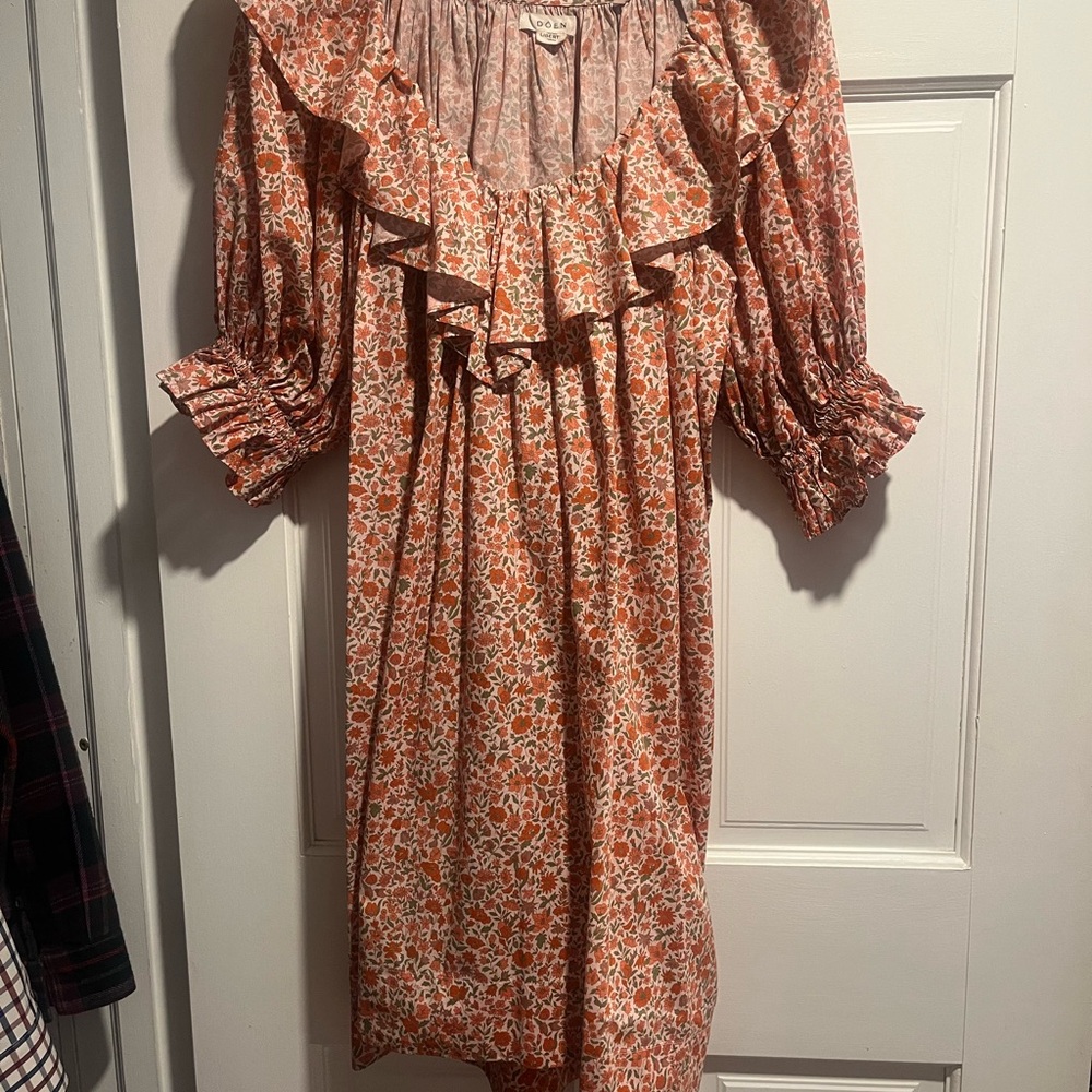 Doen chime dress coral poppy bell floral size small